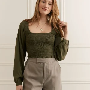 Blouse col carré nid-d'abeilles - 4056 (Seconde Main)