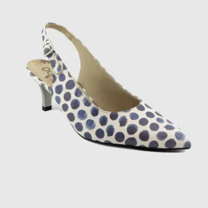 Dorking - JAROSSE Marine Blanc Cuir Imprimé - Escarpin