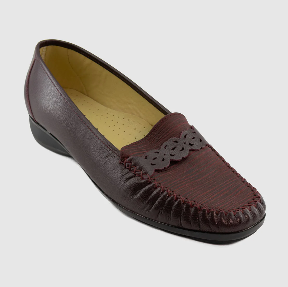 Boissy - FIESTANE Bordeaux Cuir Imprimé - Mocassin