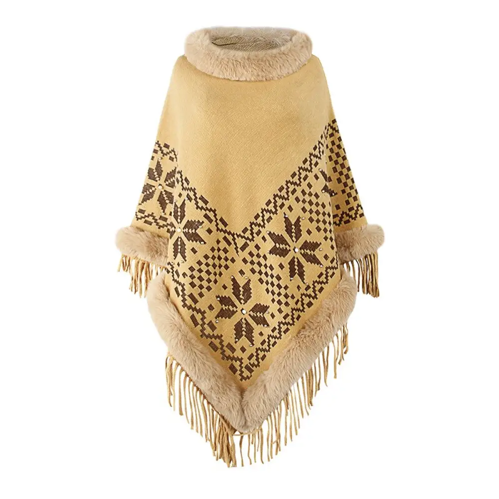 Poncho femme beige