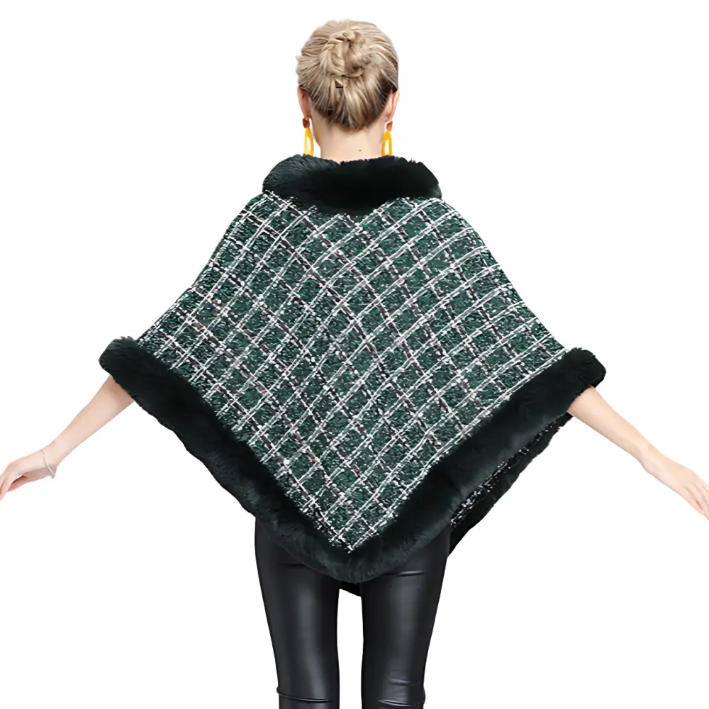 Poncho Femme Carreaux En Polaire – Image 4